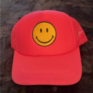 Pink Smiley Face Embroidered Hat